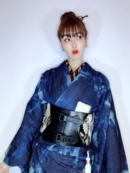 コルセット帯ベルト「孔雀羽文/太」