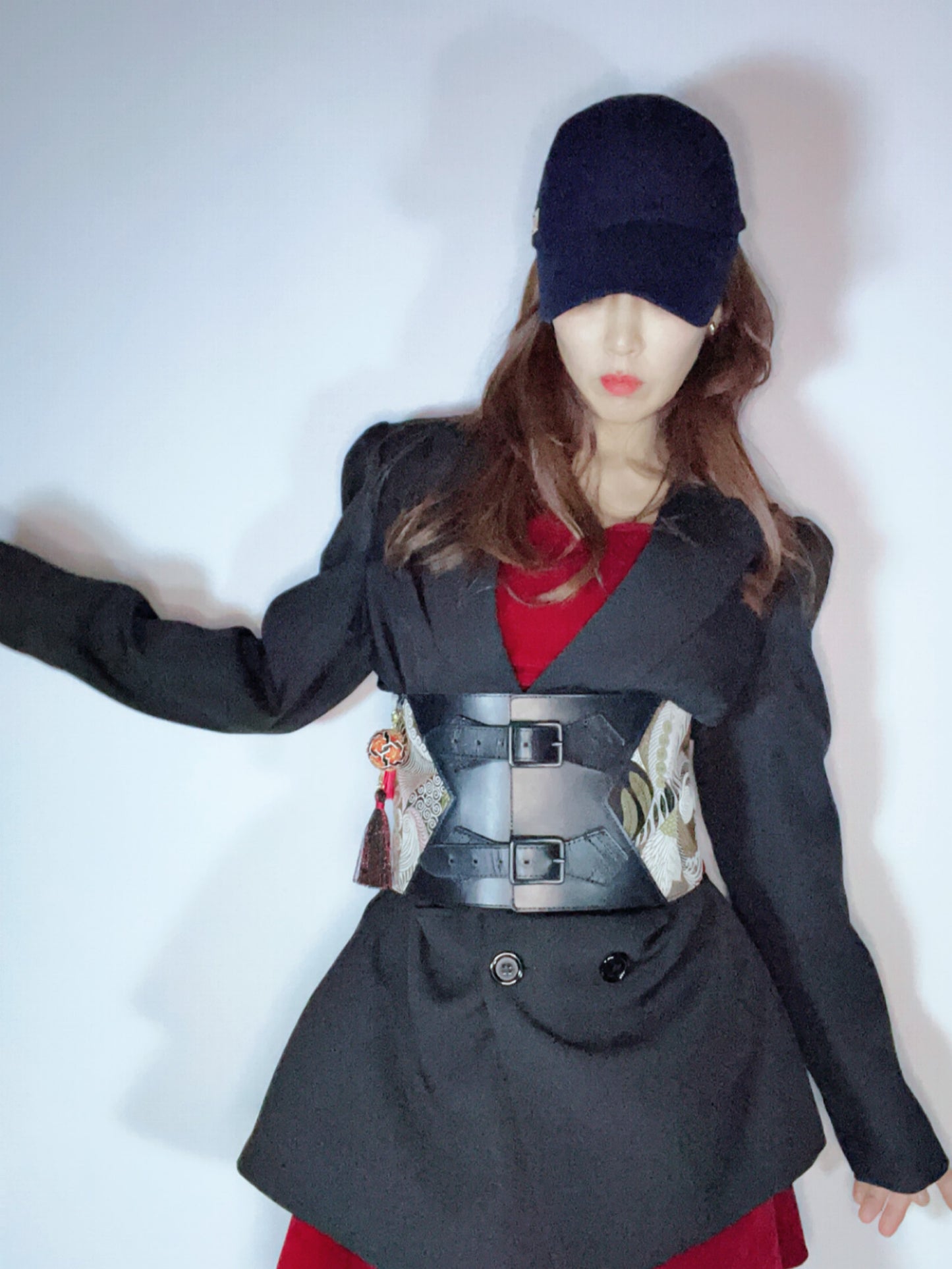 コルセット帯ベルト「孔雀羽文/太」