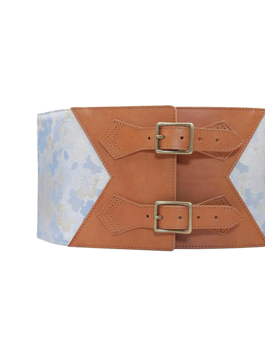 コルセット帯ベルト「桜尽くし/太/ブルー」