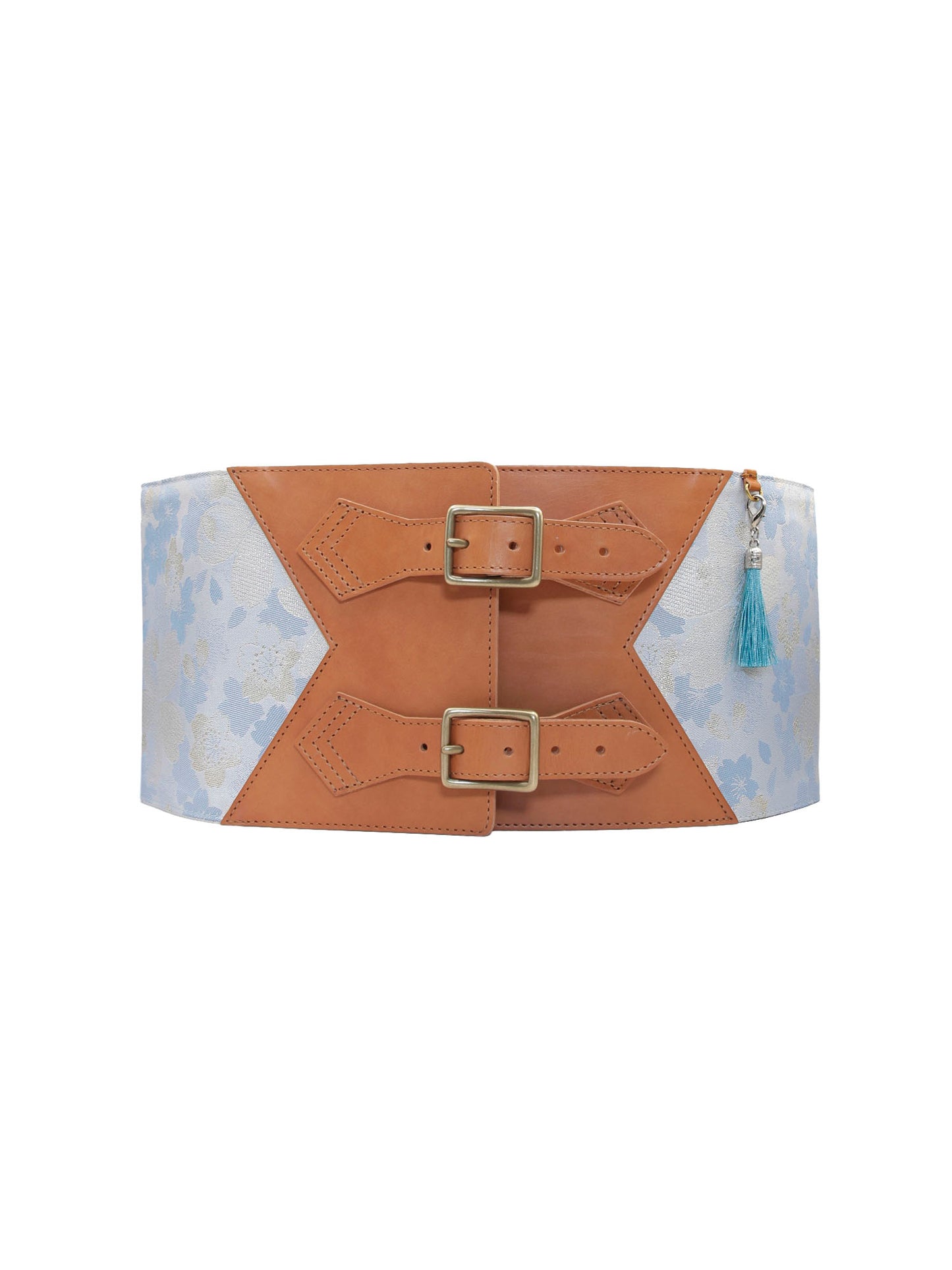 コルセット帯ベルト「桜尽くし/太/ブルー」