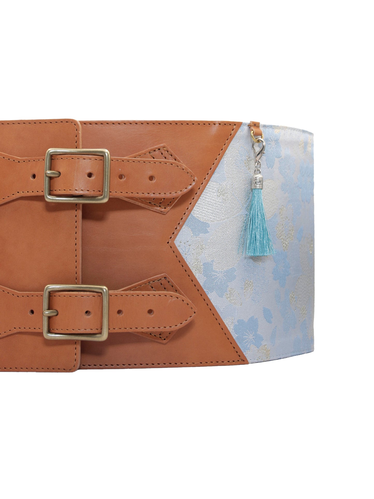 コルセット帯ベルト「桜尽くし/太/ブルー」