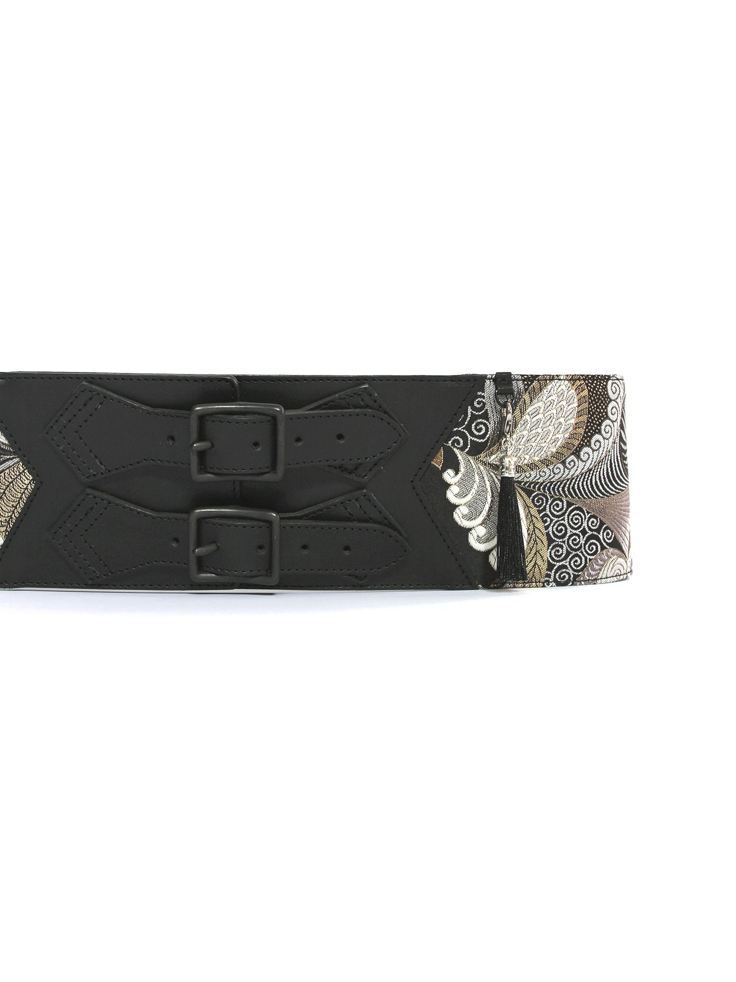 コルセット帯ベルト「孔雀羽文/角帯タイプ」