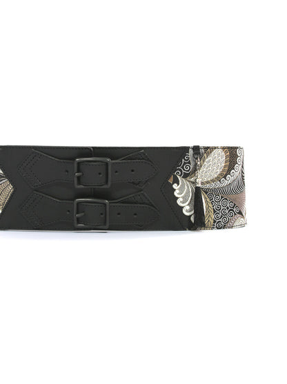 コルセット帯ベルト「孔雀羽文/角帯タイプ」