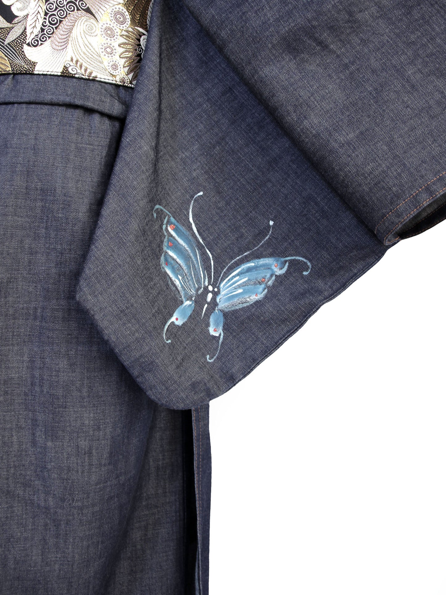 手描き友禅デニム着物「蝶MEGA牡丹」
