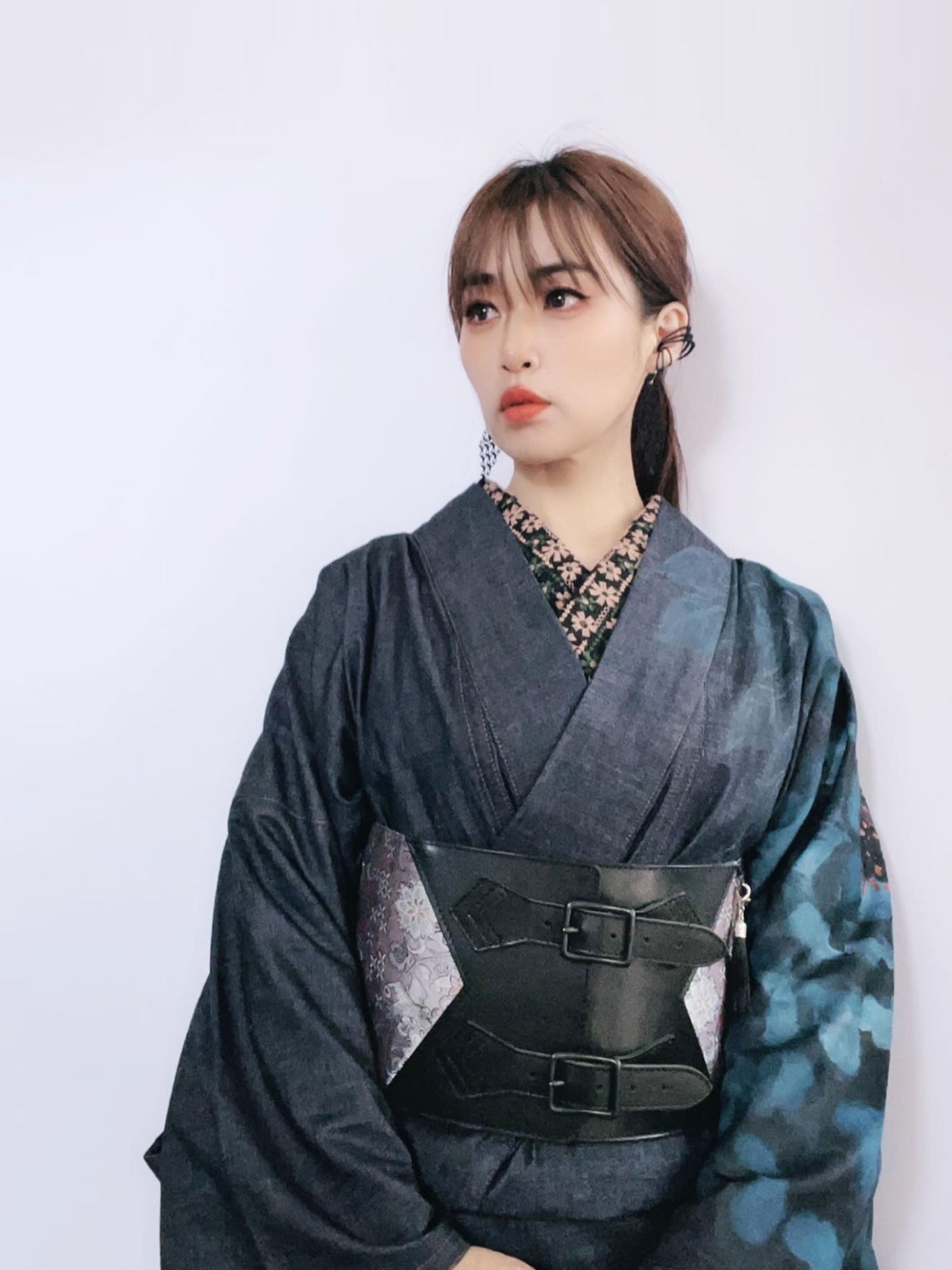 手描き友禅デニム着物「蝶MEGA牡丹」