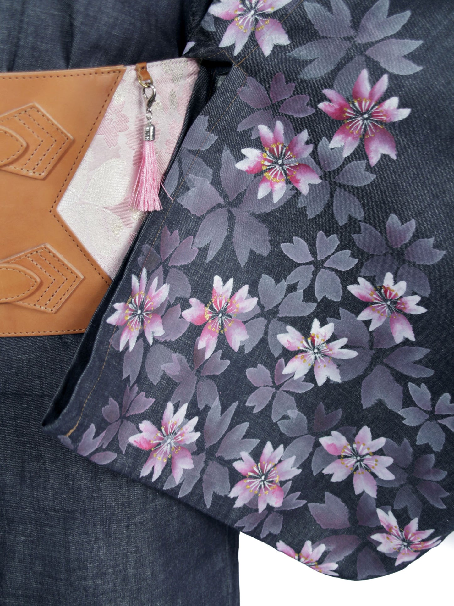 手描き友禅デニム着物「桜尽くし/ピンク」