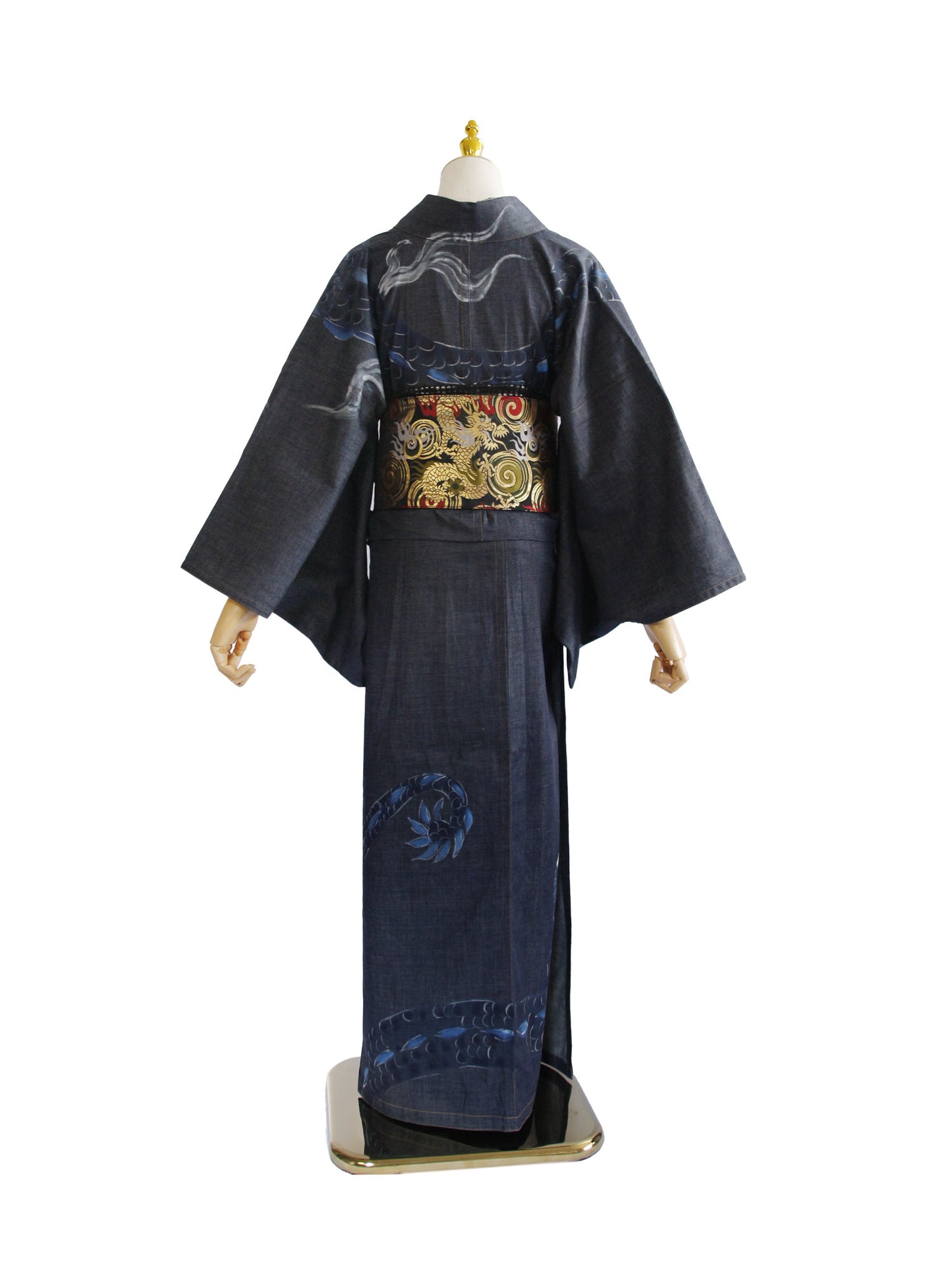 手描き友禅デニム着物「二頭龍」