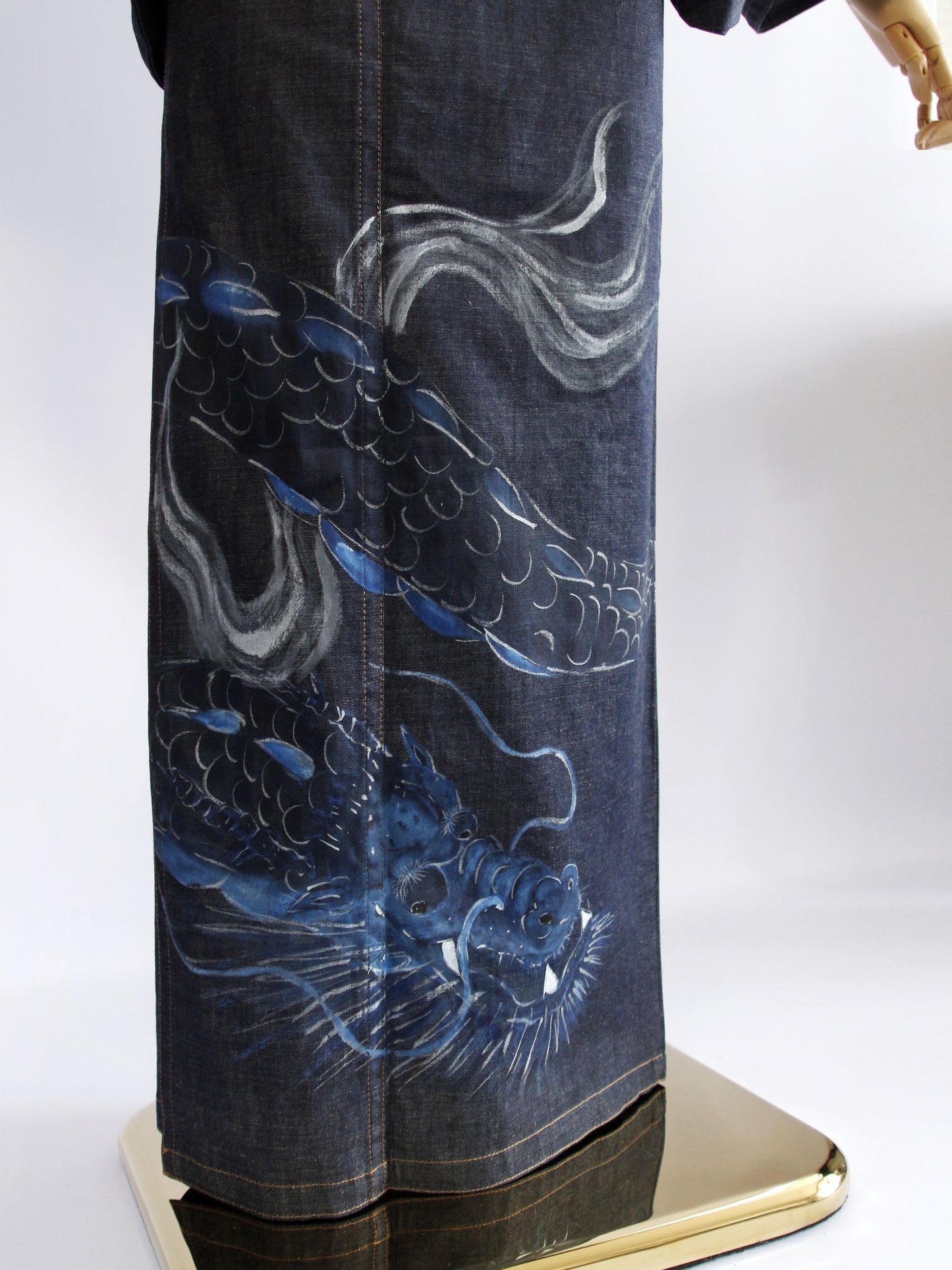 手描き友禅デニム着物「二頭龍」